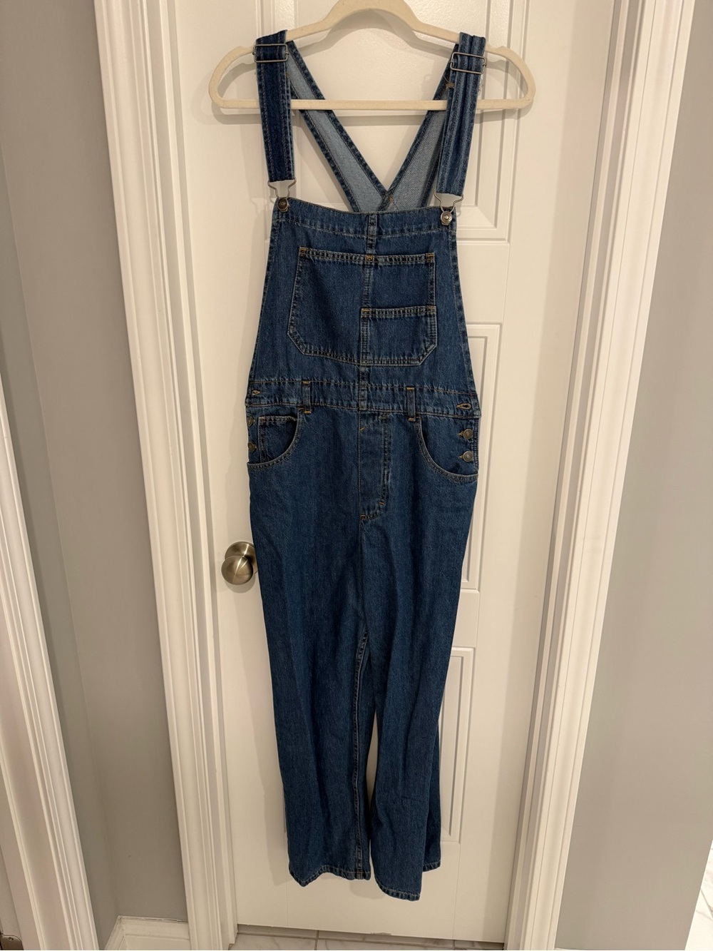 Free People Dark Blue Denim Overalls